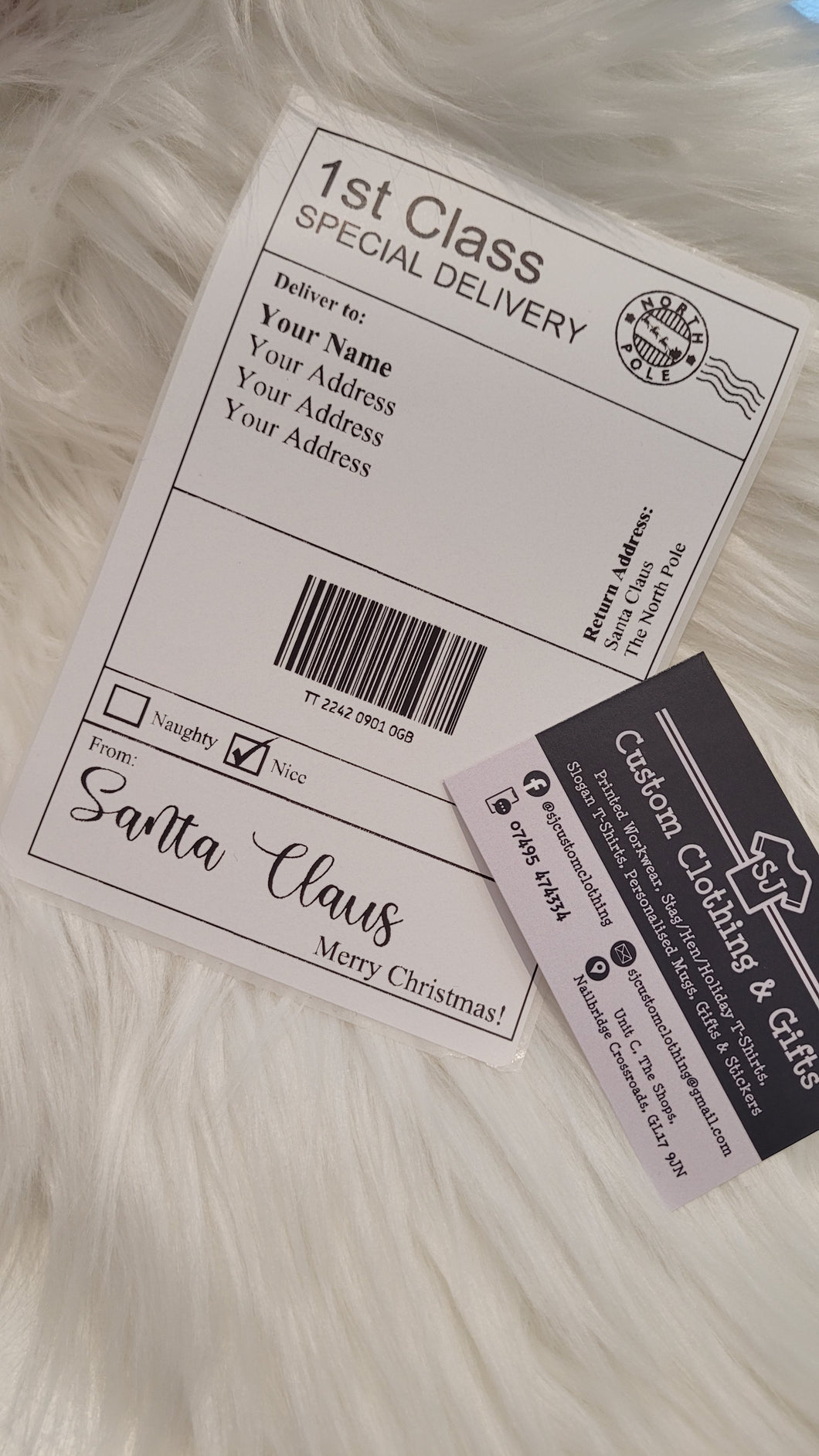 Personalised Shipping Label from Santa