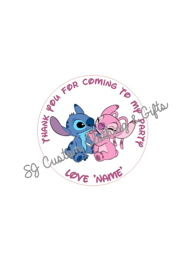 Angel and Stitch Party Bag Stickers x24