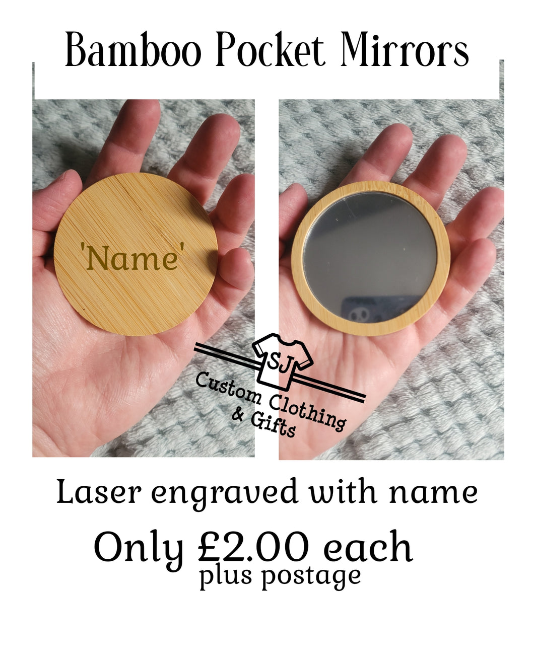 Bamboo laser engraved mirror