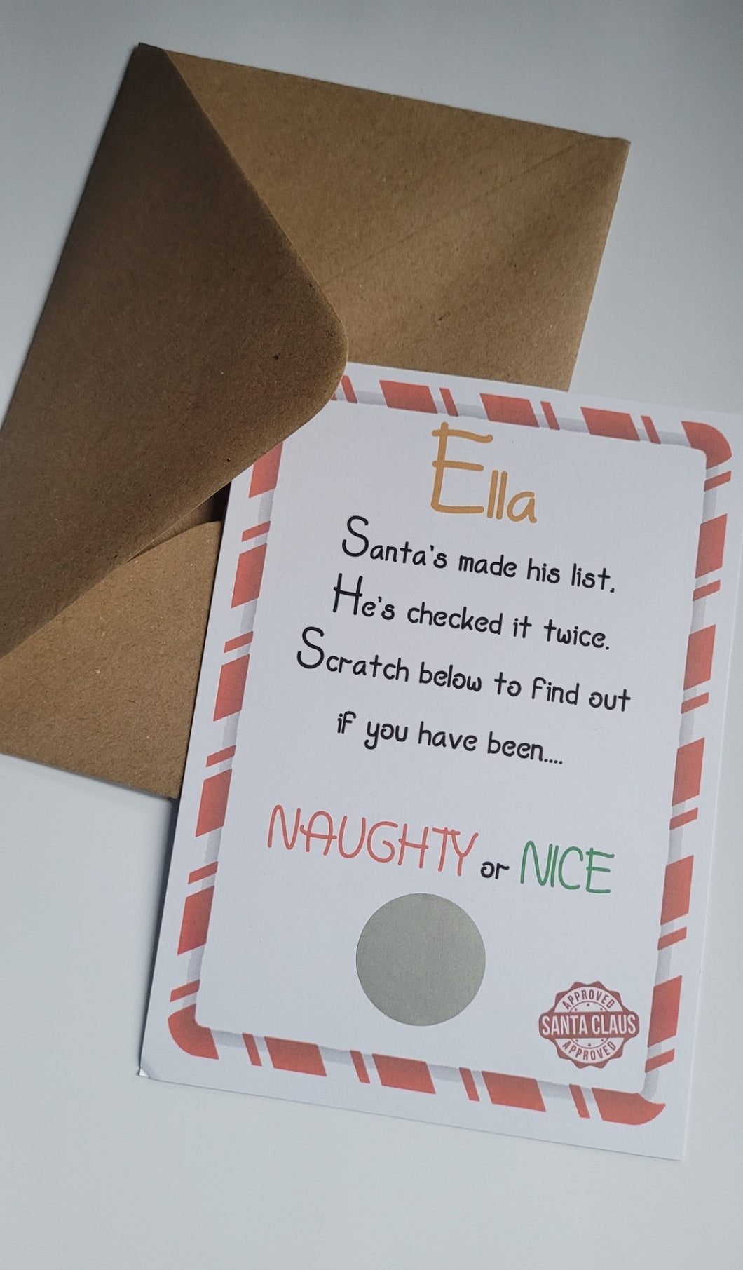 Personalised Naughty or Nice Scratch Cards