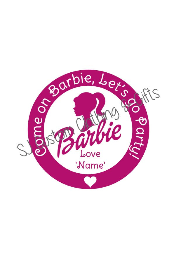 Barbie Party Bag Stickers x24