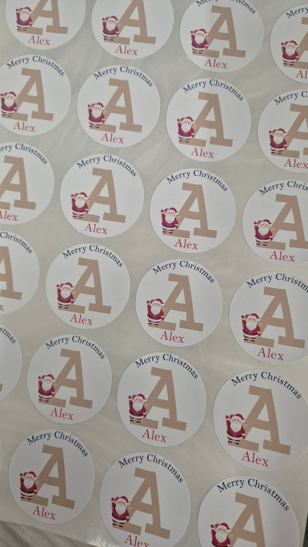 Christmas Stickers - Initial and Name - Santa Design