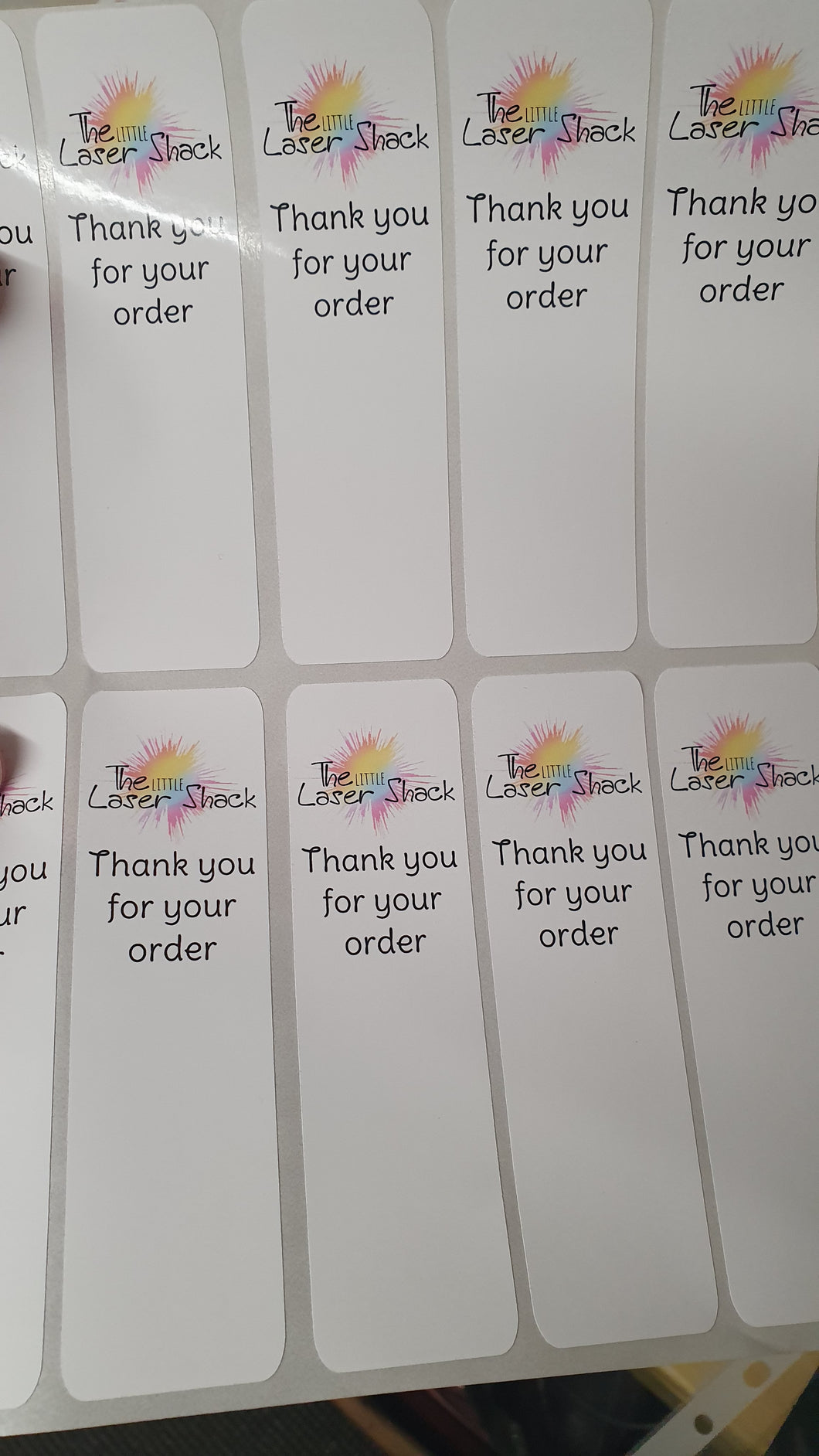 Logo box seal stickers 10 per sheet