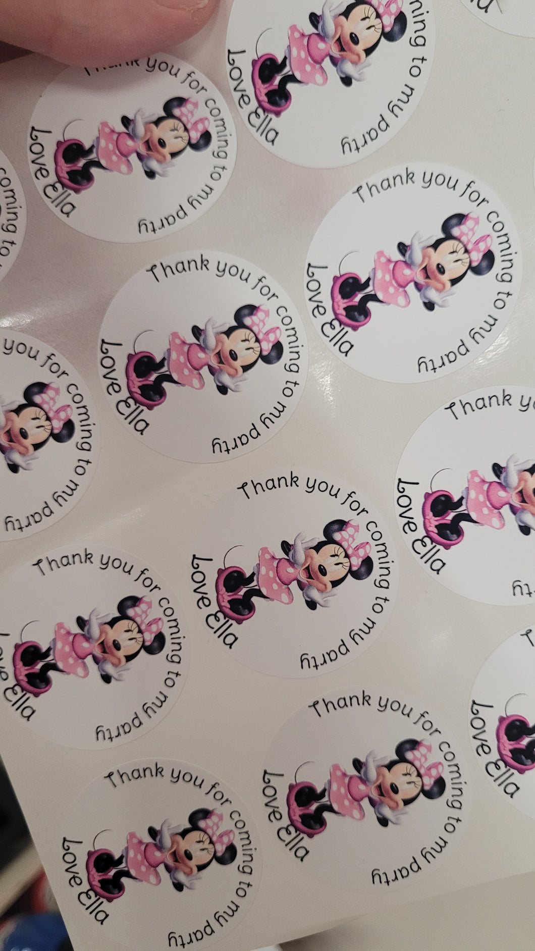 Minnie Party Bag Stickers