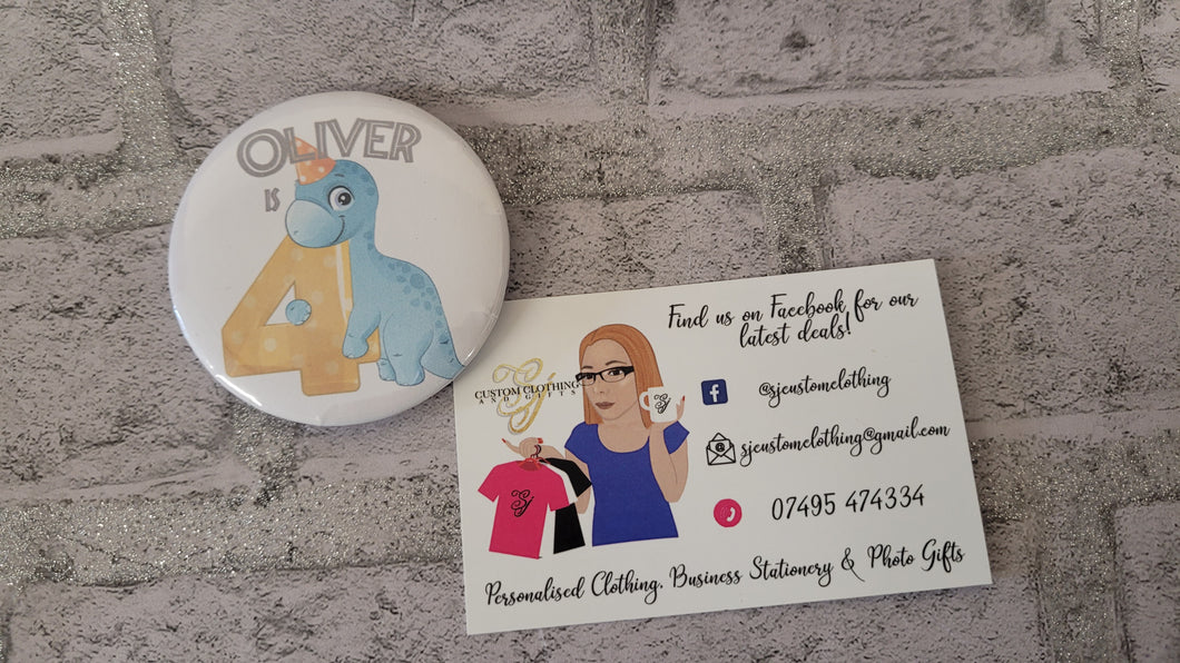 Personalised Dinosaur Birthday Badges