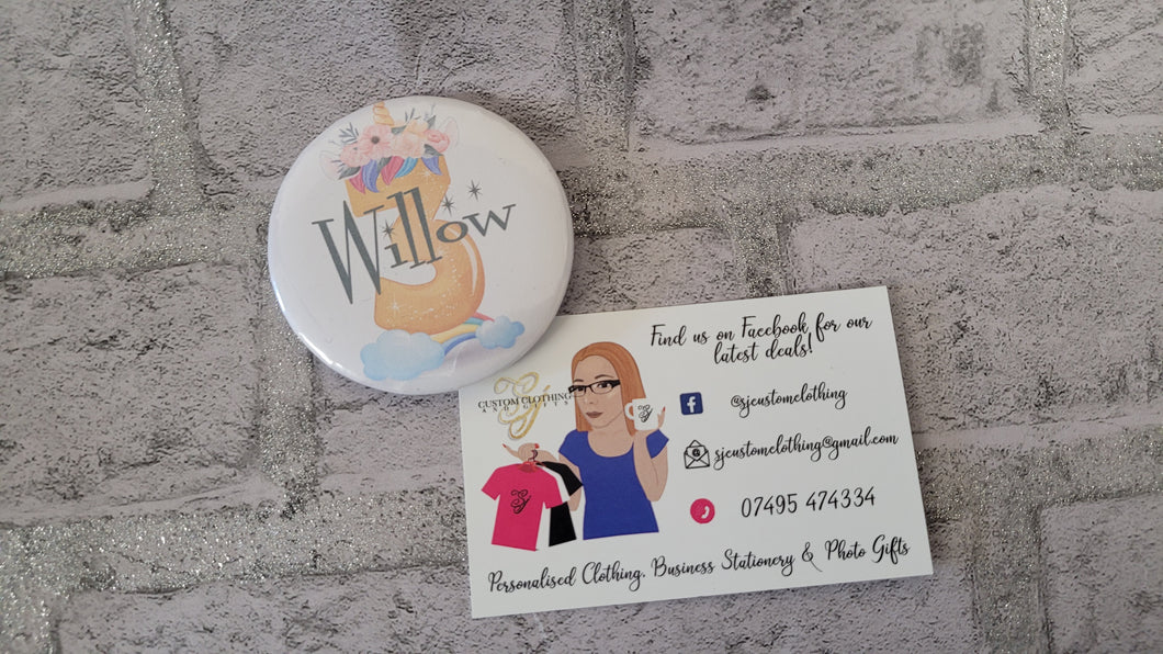 Personalised Unicorn Birthday Badge