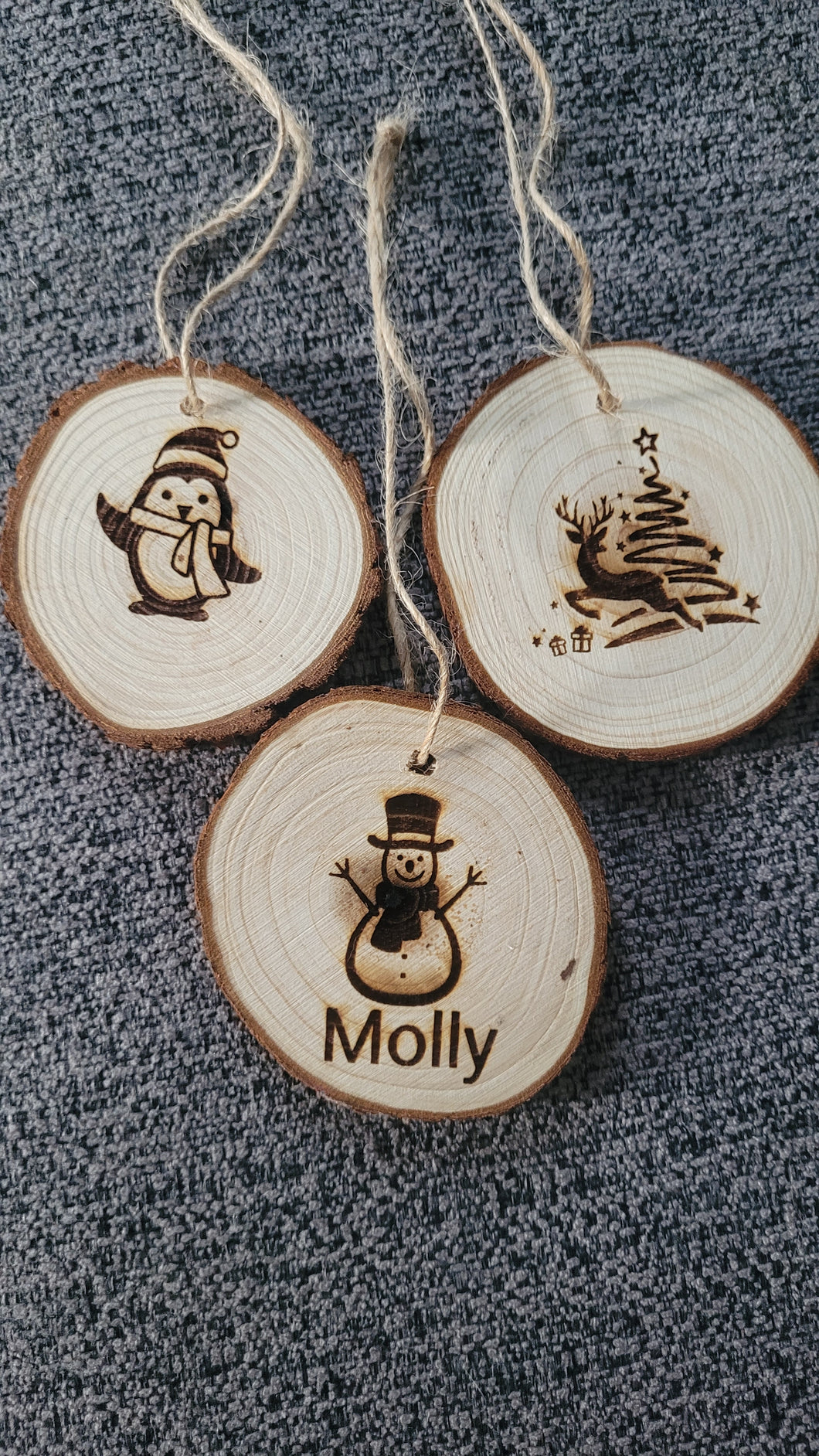 Personalised Laser Engraved Wooden Baubles