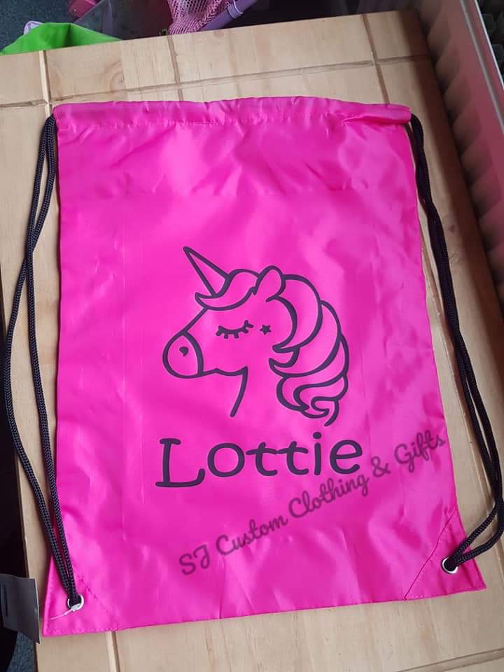 Personalised Unicorn Draw String Bag
