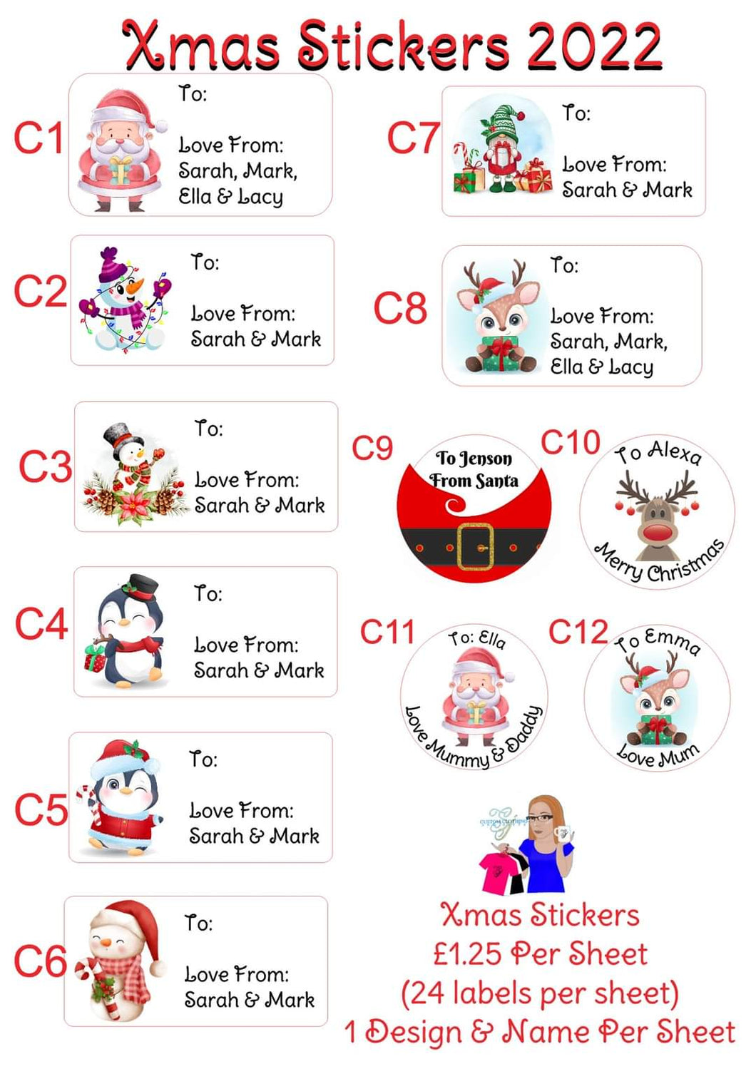 Personalised Xmas Stickers - 2022