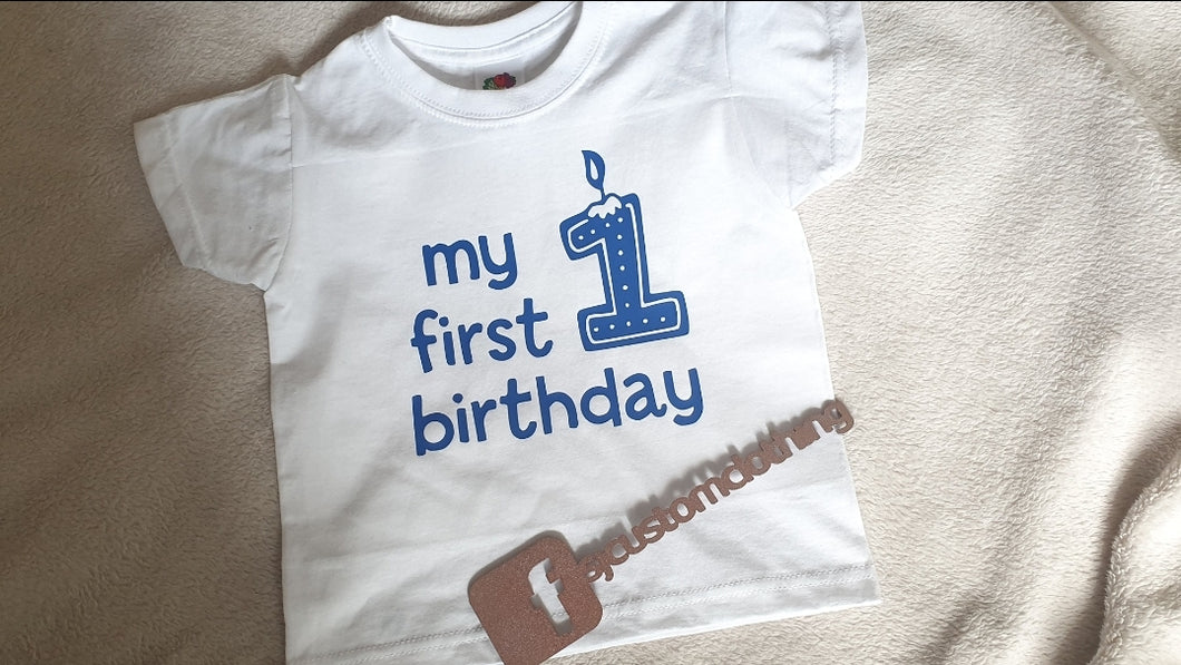 1st Birthday T Shirt (with personalisation option to back))