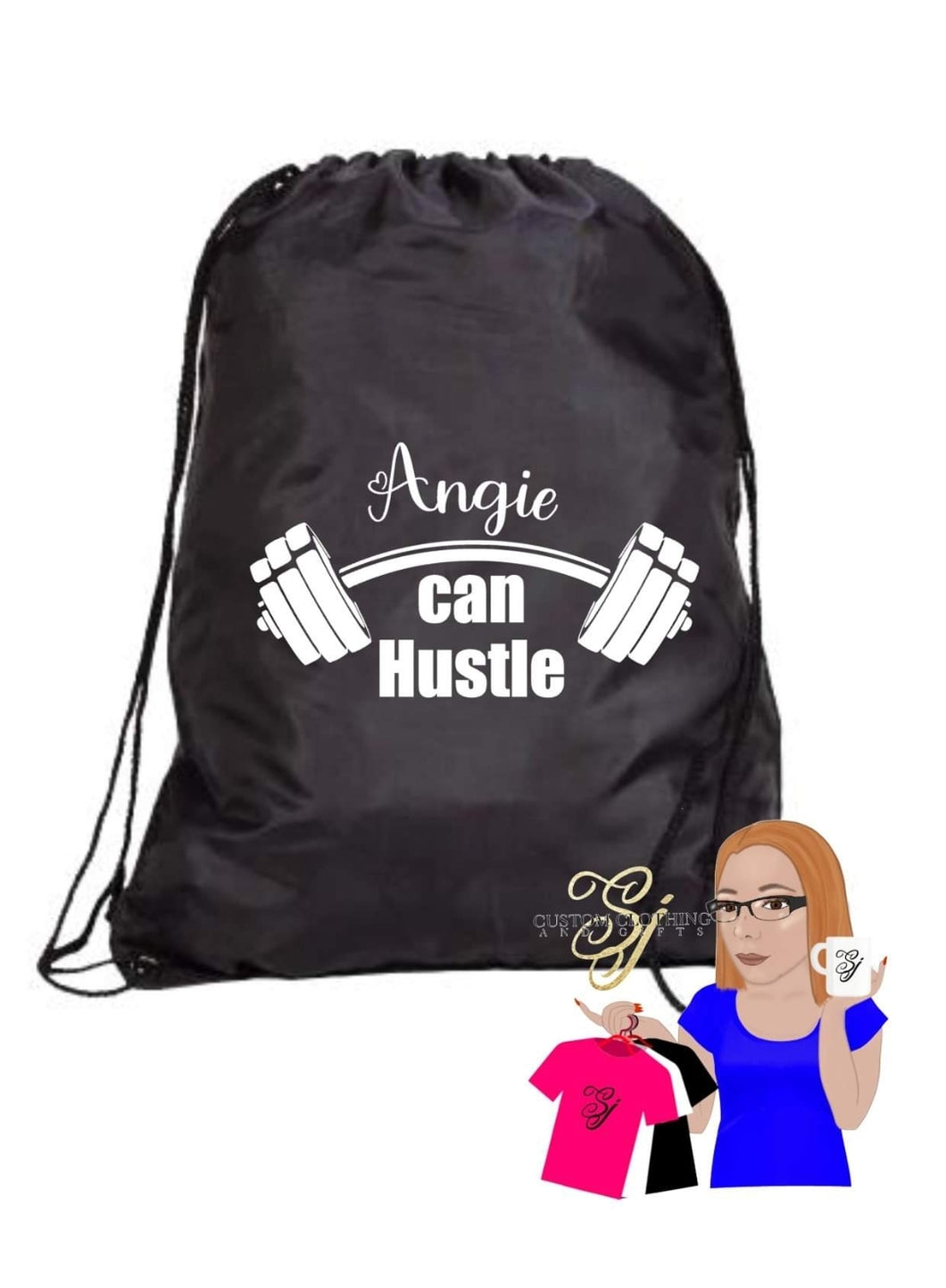 Personalised 'can hustle' drawstring bag