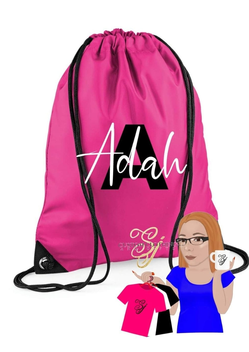 Personalised Drawsting Bag - Initial and Name