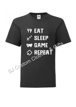 Load image into Gallery viewer, Eat, Sleep, Game, Repeat T Shirt (Adult and Kids)

