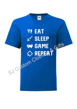 Load image into Gallery viewer, Eat, Sleep, Game, Repeat T Shirt (Adult and Kids)
