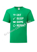Load image into Gallery viewer, Eat, Sleep, Game, Repeat T Shirt (Adult and Kids)
